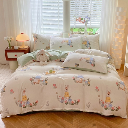 91家纺网 家纺一手货源 找家纺 （总）妖妖家纺 2024新款超柔软糯水洗云朵棉印花四季款四件套