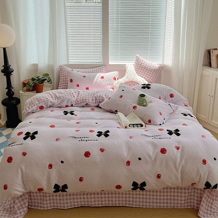 91家纺网 家纺一手货源 找家纺 （总）三朵家纺 2023年牛奶绒小清新系列四件套