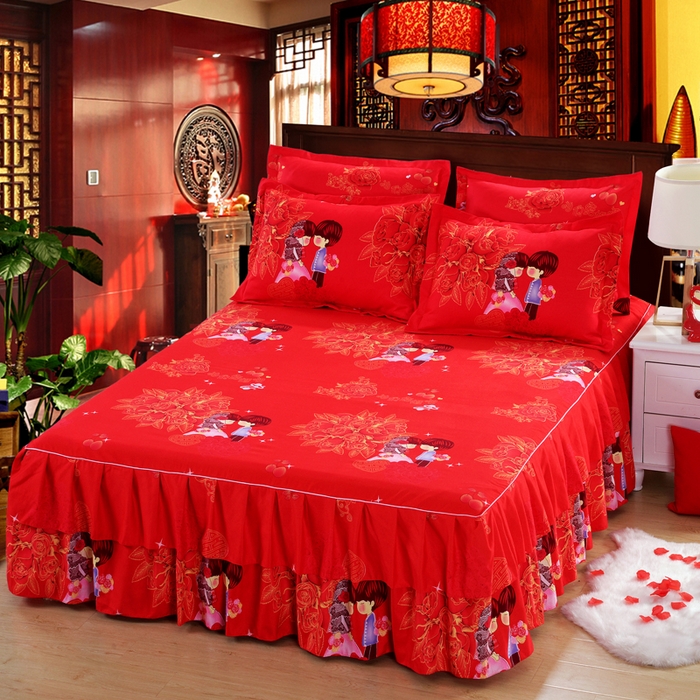 91家纺网 家纺一手货源 找家纺 优家居 2023新款床裙三件套 玫瑰恋人