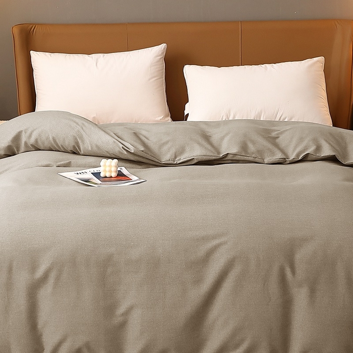 91家纺网 家纺一手货源 找家纺 晶缦家纺 2023加厚全棉纯色生态磨毛多规格单品四件套--被套 纯依-时尚灰