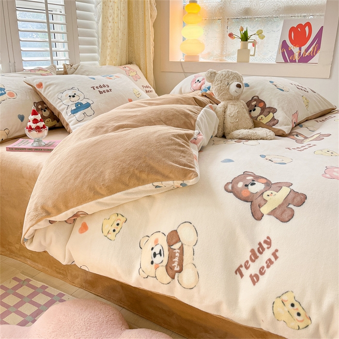 91家纺网 家纺一手货源 找家纺 古吉梦 2023新增牛奶绒印花（跑量款） 可爱熊