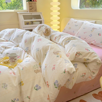 91家纺网 家纺一手货源 找家纺 田野 2023新款秋冬款13372全棉四件套 丛林兔