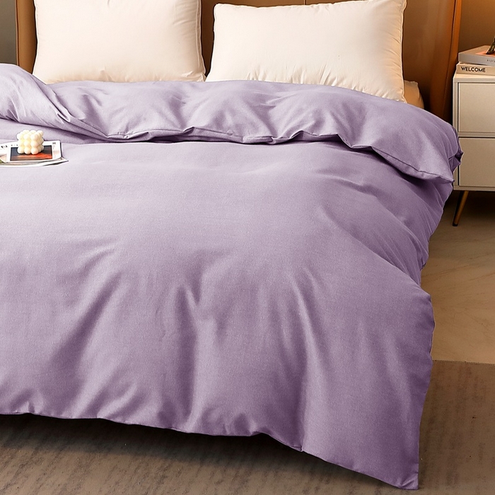 91家纺网 家纺一手货源 找家纺 晶缦家纺 2023加厚全棉纯色生态磨毛多规格单品四件套--被套 纯依-浅紫
