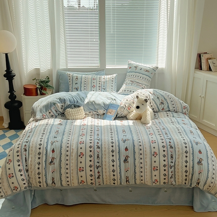 91家纺网 家纺一手货源 找家纺 （总）三朵家纺 2023年牛奶绒小清新系列四件套