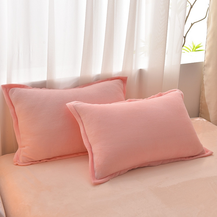 91家纺网 家纺一手货源 找家纺 简爱2025新款纯色双拼牛奶绒四件套被套（跑量款）直播 樱花粉奶油