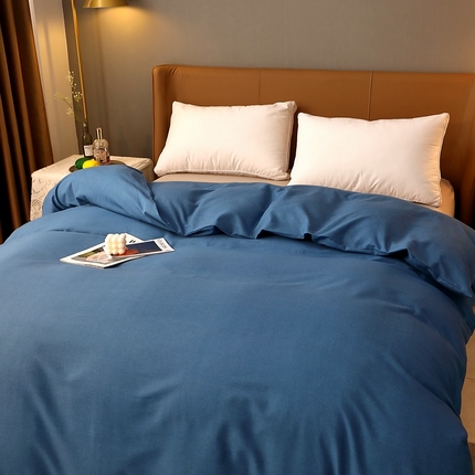 91家纺网 家纺一手货源 找家纺 晶缦家纺 2023加厚全棉纯色生态磨毛多规格单品四件套--被套 纯依-宾利蓝