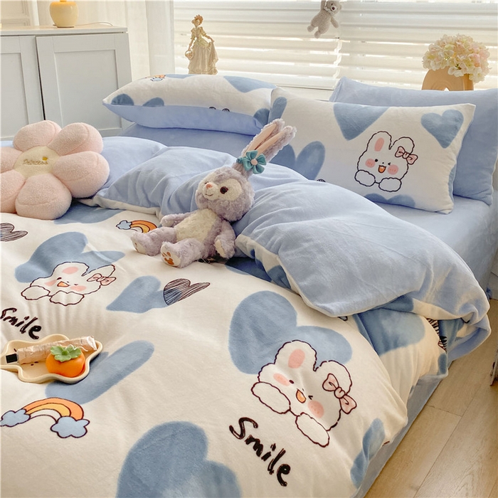 91家纺网 家纺一手货源 找家纺 古吉梦 2023新增牛奶绒印花（跑量款） 蓝色恋人