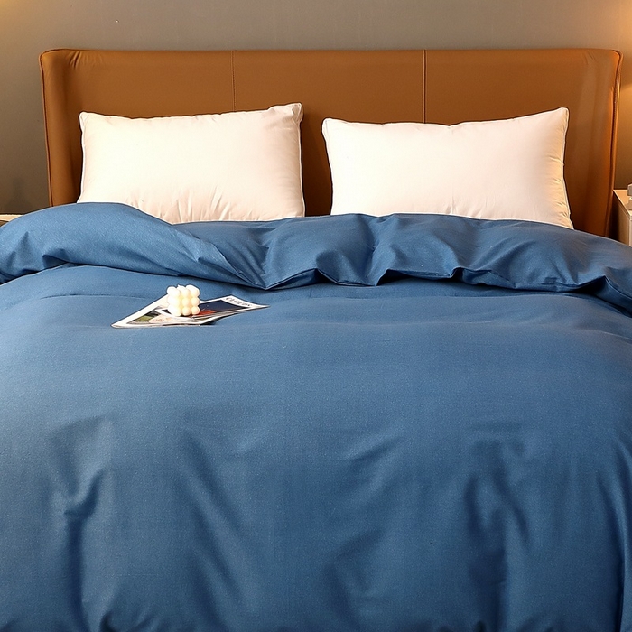 91家纺网 家纺一手货源 找家纺 晶缦家纺 2023加厚全棉纯色生态磨毛多规格单品四件套--被套 纯依-宾利蓝