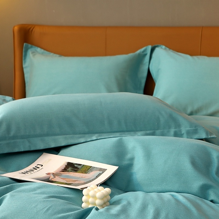 91家纺网 家纺一手货源 找家纺 晶缦家纺 2023加厚全棉纯色生态磨毛多规格单品四件套--枕套 纯依-豆绿