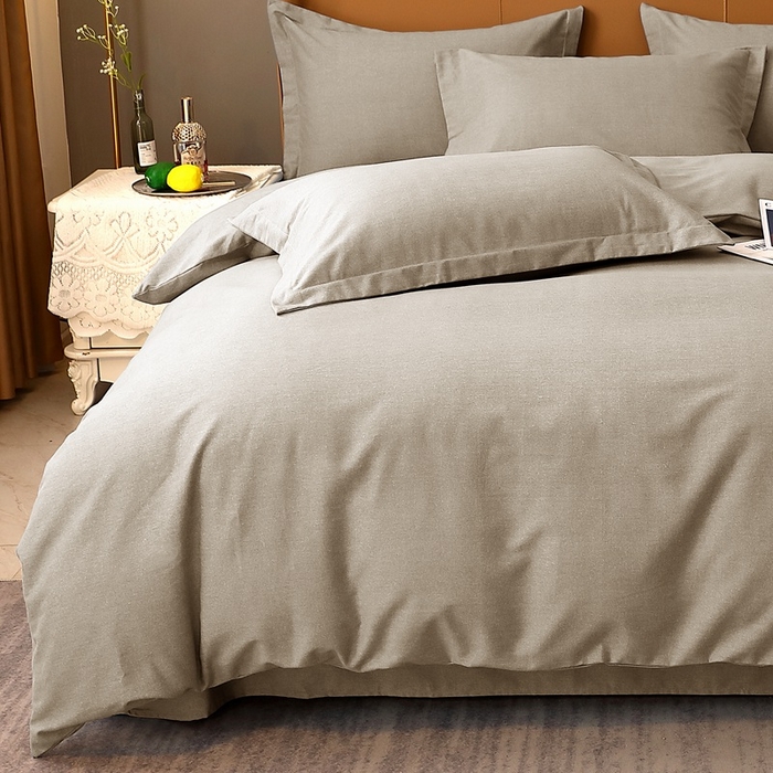 91家纺网 家纺一手货源 找家纺 晶缦家纺 2023加厚全棉纯色生态磨毛多规格四件套 纯依-时尚灰