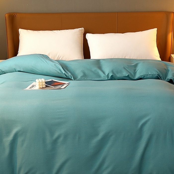 91家纺网 家纺一手货源 找家纺 晶缦家纺 2023加厚全棉纯色生态磨毛多规格单品四件套--被套 纯依-豆绿