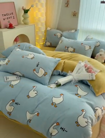 91家纺网 家纺一手货源 找家纺 古吉梦 2023新增牛奶绒印花（跑量款） 大白鹅