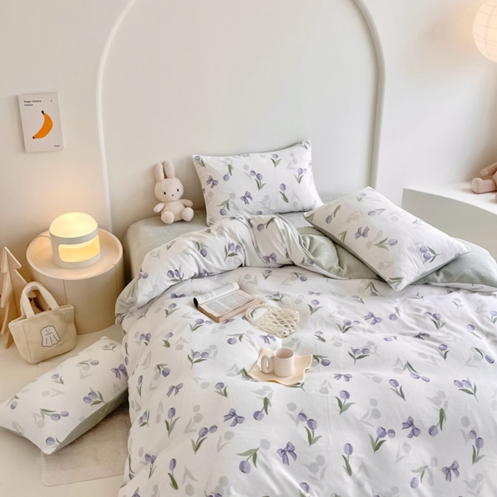 91家纺网 家纺一手货源 找家纺 潘朵拉 2023新款秋冬ins韩系牛奶绒印花四件套 蝶郁