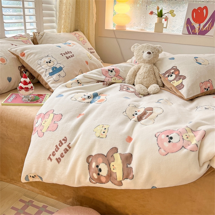 91家纺网 家纺一手货源 找家纺 古吉梦 2023新增牛奶绒印花（跑量款） 可爱熊