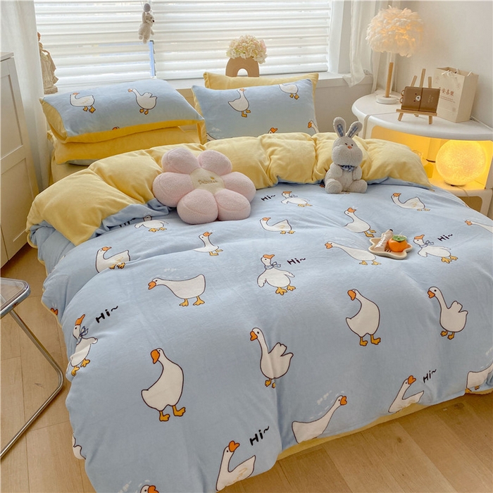 91家纺网 家纺一手货源 找家纺 古吉梦 2023新增牛奶绒印花（跑量款） 大白鹅