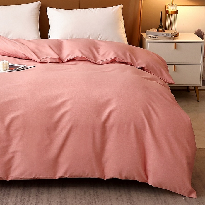 91家纺网 家纺一手货源 找家纺 晶缦家纺 2023加厚全棉纯色生态磨毛多规格单品四件套--被套 纯依-粉玉