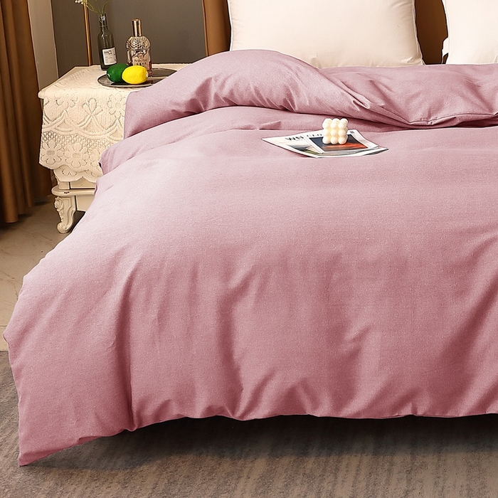 91家纺网 家纺一手货源 找家纺 晶缦家纺 2023加厚全棉纯色生态磨毛多规格单品四件套--被套 纯依-豆沙