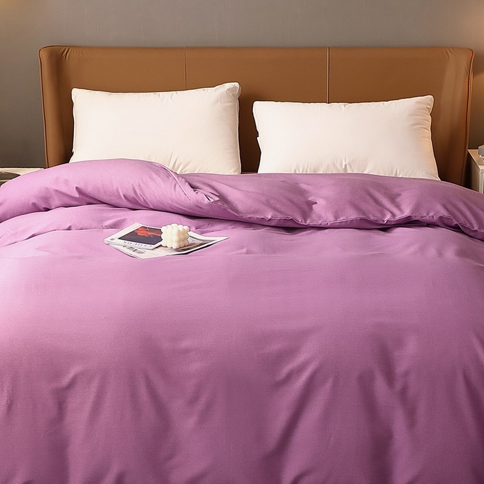 91家纺网 家纺一手货源 找家纺 晶缦家纺 2023加厚全棉纯色生态磨毛多规格单品四件套--被套 纯依-魅紫