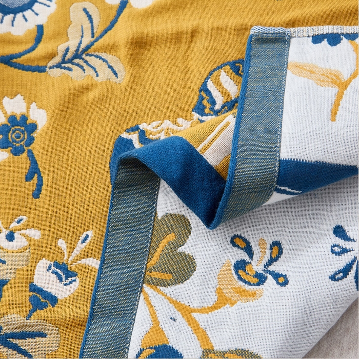 91家纺网 家纺一手货源 找家纺 朴尔家纺-毛巾被 2023年全棉多彩四层纱布枕巾 花园马-黄