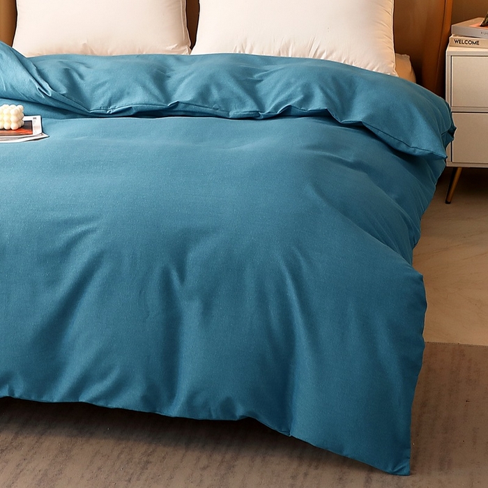 91家纺网 家纺一手货源 找家纺 晶缦家纺 2023加厚全棉纯色生态磨毛多规格单品四件套--被套 纯依-湖蓝