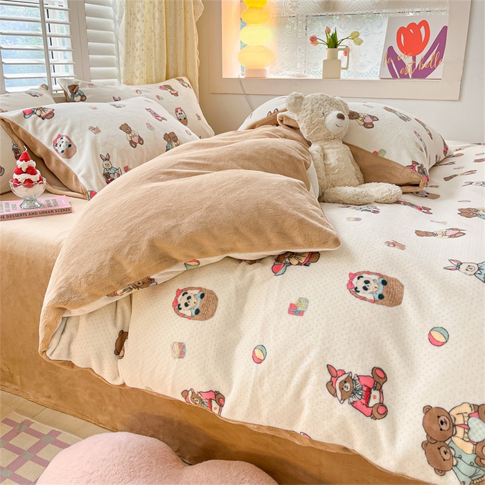 91家纺网 家纺一手货源 找家纺 古吉梦 2023新增牛奶绒印花（跑量款） 熊仔派对