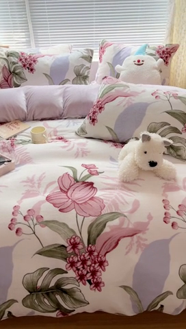 91家纺网 家纺一手货源 找家纺 顾里家纺 2023新款ins少女保暖牛奶绒四件套第二批 彼岸花