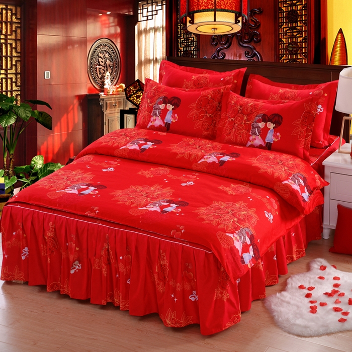 91家纺网 家纺一手货源 找家纺 优家居 2023新款床裙三件套 玫瑰恋人