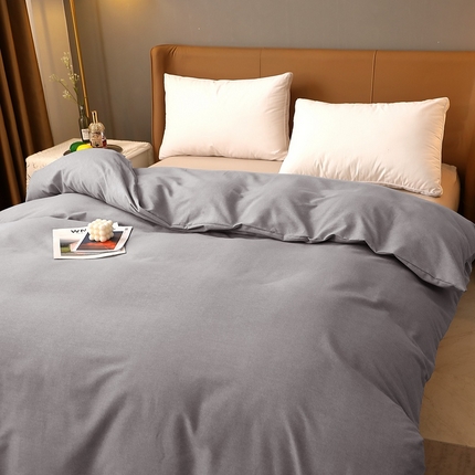 91家纺网 家纺一手货源 找家纺 晶缦家纺 2023加厚全棉纯色生态磨毛多规格单品四件套--被套 纯依-银灰