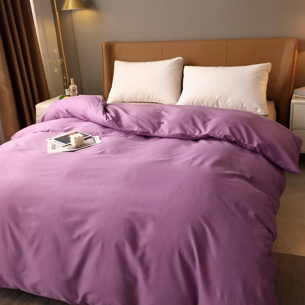 91家纺网 家纺一手货源 找家纺 晶缦家纺 2023加厚全棉纯色生态磨毛多规格单品四件套--被套 纯依-魅紫