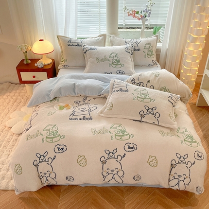 妖妖家纺 2023新款妖妖雪花绒单品三四件套 开心维尼