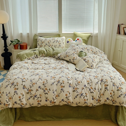 91家纺网 家纺一手货源 找家纺 （总）三朵家纺 2023年牛奶绒小清新系列四件套