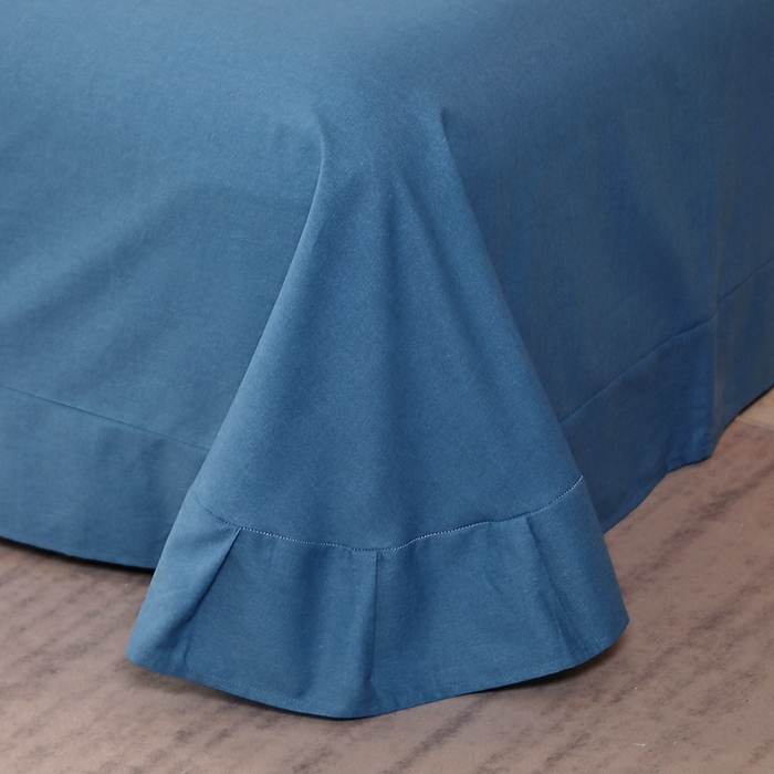 91家纺网 家纺一手货源 找家纺 晶缦家纺 2023加厚全棉纯色生态磨毛多规格四件套 纯依-宾利蓝