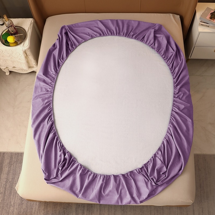 91家纺网 家纺一手货源 找家纺 晶缦家纺 2023加厚全棉纯色生态磨毛多规格单品四件套--床笠 纯依-丁香紫