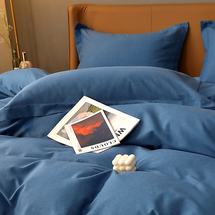 91家纺网 家纺一手货源 找家纺 晶缦家纺 2023加厚全棉纯色生态磨毛多规格单品四件套--枕套 纯依-宾利蓝