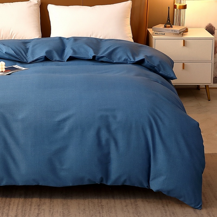 91家纺网 家纺一手货源 找家纺 晶缦家纺 2023加厚全棉纯色生态磨毛多规格单品四件套--被套 纯依-宾利蓝