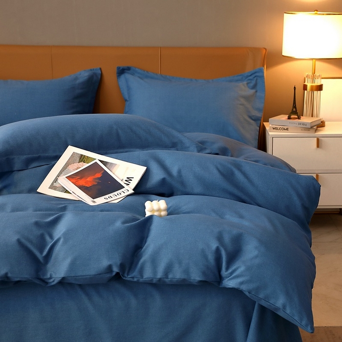 91家纺网 家纺一手货源 找家纺 晶缦家纺 2023加厚全棉纯色生态磨毛多规格四件套 纯依-宾利蓝