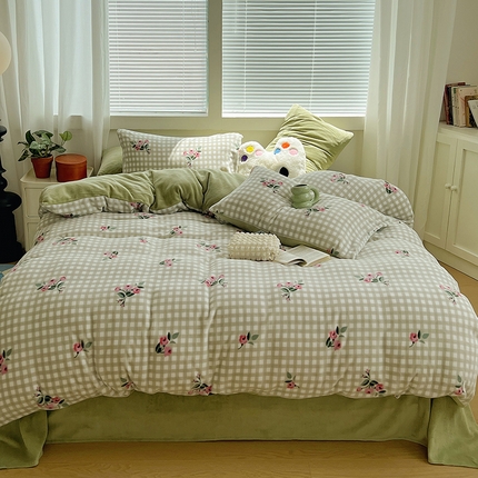 91家纺网 家纺一手货源 找家纺 （总）三朵家纺 2023年牛奶绒小清新系列四件套