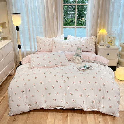 91家纺网 家纺一手货源 找家纺 （总）妖妖家纺 2024新款超柔软糯水洗云朵棉印花四季款四件套