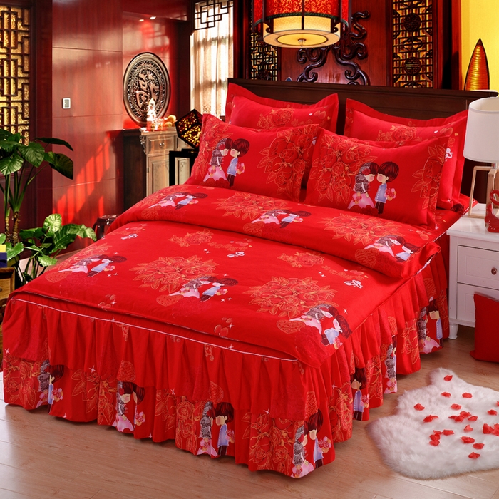 91家纺网 家纺一手货源 找家纺 优家居 2023新款床裙三件套 玫瑰恋人