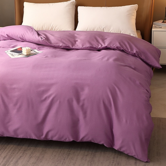 91家纺网 家纺一手货源 找家纺 晶缦家纺 2023加厚全棉纯色生态磨毛多规格单品四件套--被套 纯依-魅紫