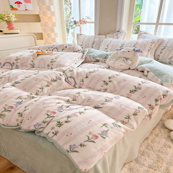 91家纺网 家纺一手货源 找家纺 妖妖家纺 2023新款牛奶绒四件套 戴佳