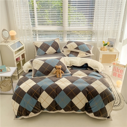 91家纺网 家纺一手货源 找家纺 （总）琪格格2023年琪格格印花A牛奶绒B兔兔绒大包边四件套