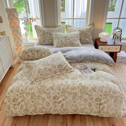 91家纺网 家纺一手货源 找家纺 妖妖家纺 2023新款牛奶绒四件套 忆花情