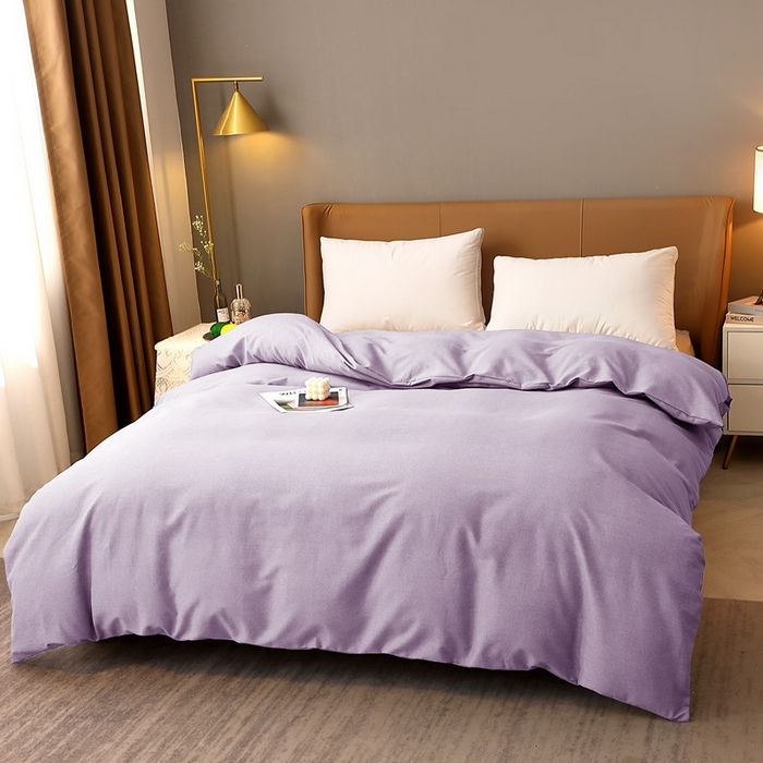 91家纺网 家纺一手货源 找家纺 晶缦家纺 2023加厚全棉纯色生态磨毛多规格单品四件套--被套 纯依-浅紫