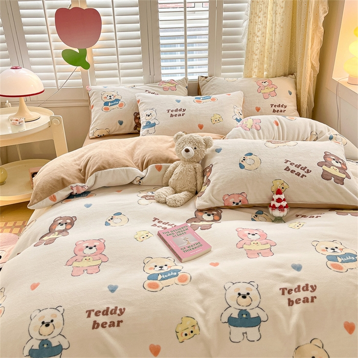 91家纺网 家纺一手货源 找家纺 古吉梦 2023新增牛奶绒印花（跑量款） 可爱熊