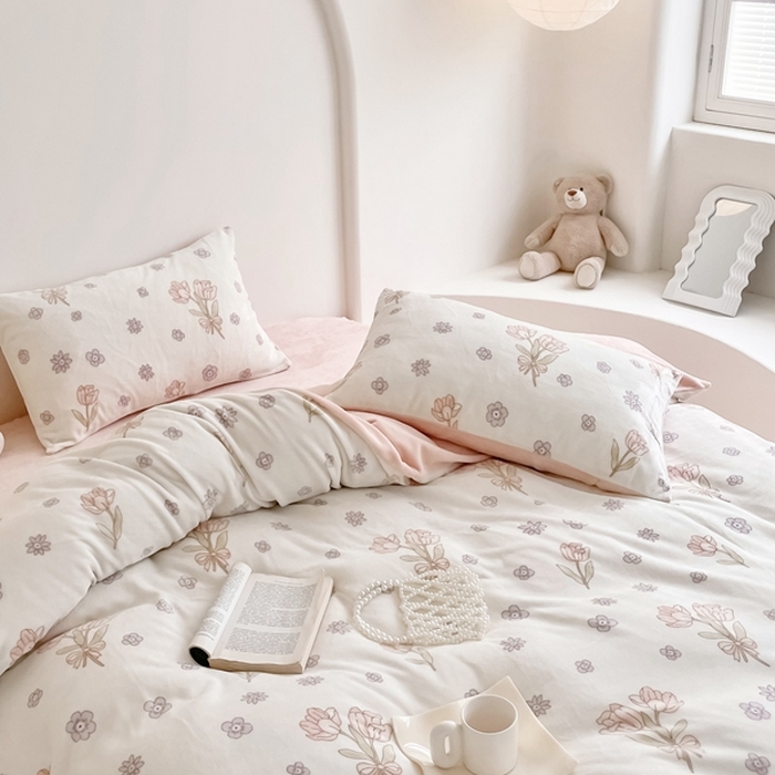 91家纺网 家纺一手货源 找家纺 潘朵拉 2023新款秋冬ins韩系牛奶绒印花四件套 绮罗