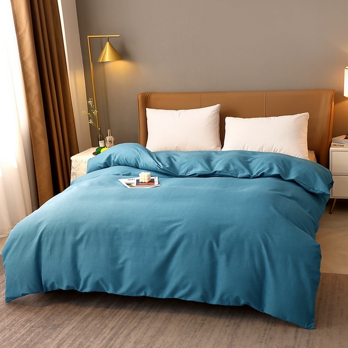 91家纺网 家纺一手货源 找家纺 晶缦家纺 2023加厚全棉纯色生态磨毛多规格单品四件套--被套 纯依-湖蓝