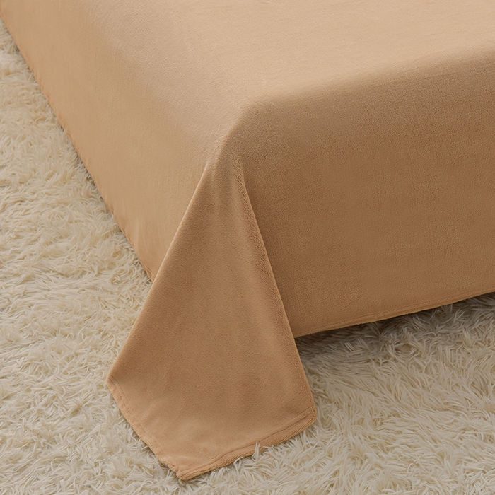 91家纺网 家纺一手货源 找家纺 简爱2025新款纯色双拼牛奶绒四件套被套（跑量款）直播 卡其