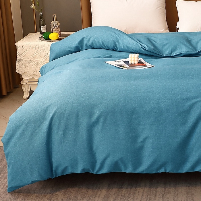 91家纺网 家纺一手货源 找家纺 晶缦家纺 2023加厚全棉纯色生态磨毛多规格单品四件套--被套 纯依-湖蓝
