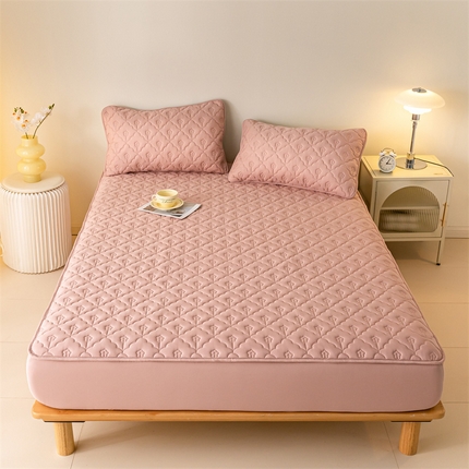 91家纺网 家纺一手货源 找家纺 慕色家纺 2023新款防水大豆夹棉床笠 向阳花-豆沙